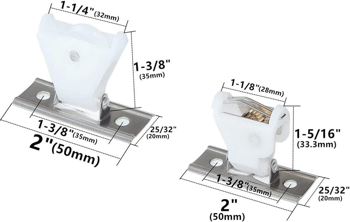 Mécanisme de blocage de cordon 4 pièces, poulie de renvoi à 3 fils, type pivotant, en plastique blanc et support en acier inoxydable pour stores romai - 2