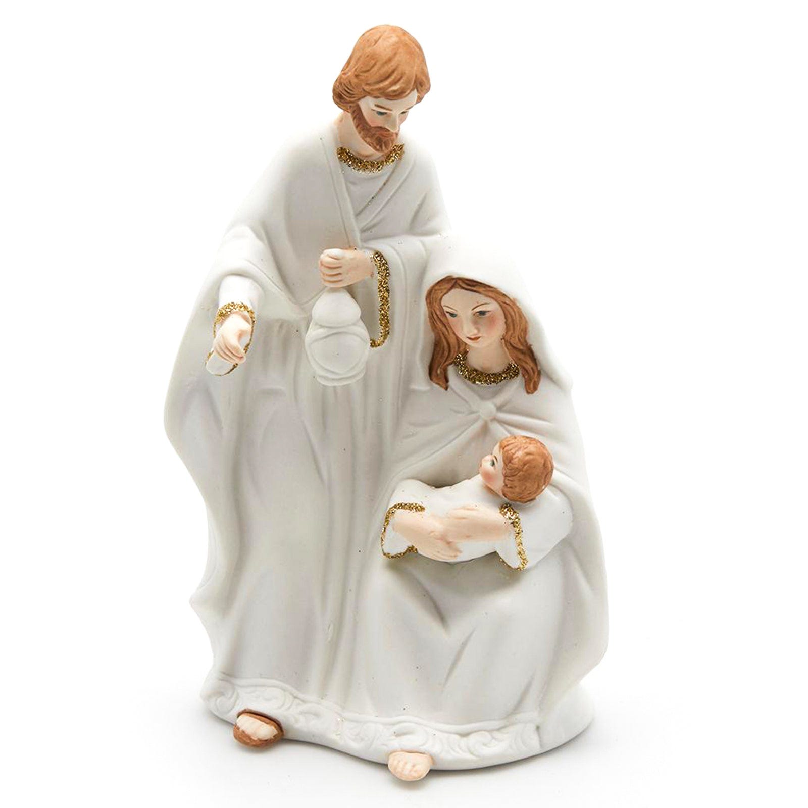 Presepe Alessi Happy Eternity In Porcellana - 5 Pezzi, Decorato A Mano, Con Sacra Famiglia, 20x14x27cm - Foto 12