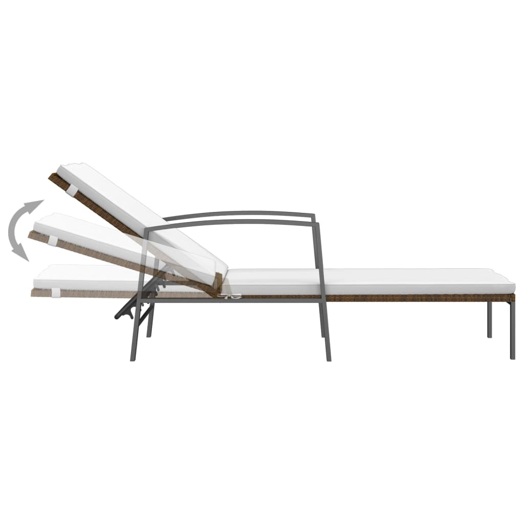 Chaises longues avec table 2 unités en rotin synthétique marron – ComfortXL - 8