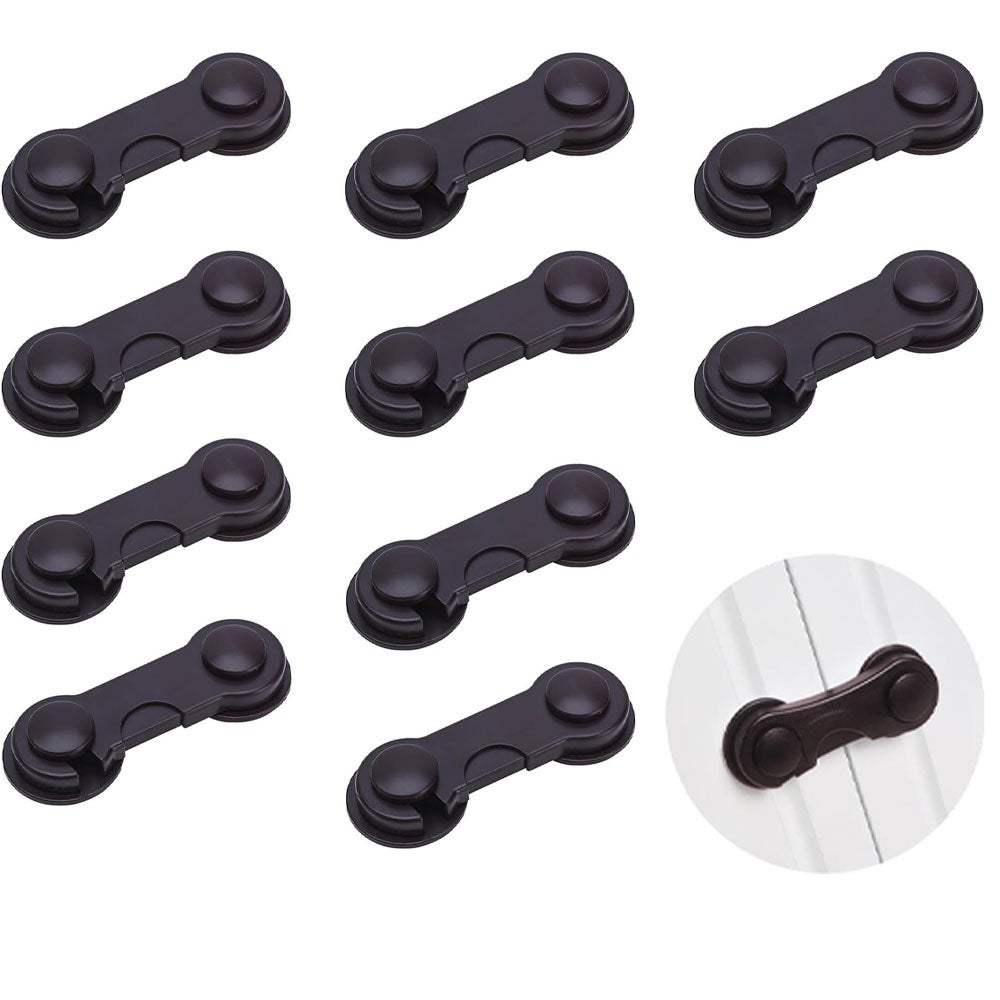 Blokada meblowa - Zamek do drzwi szafek - ABS - 10 sztuk - 3,6 x 9,6 cm - Czarny
