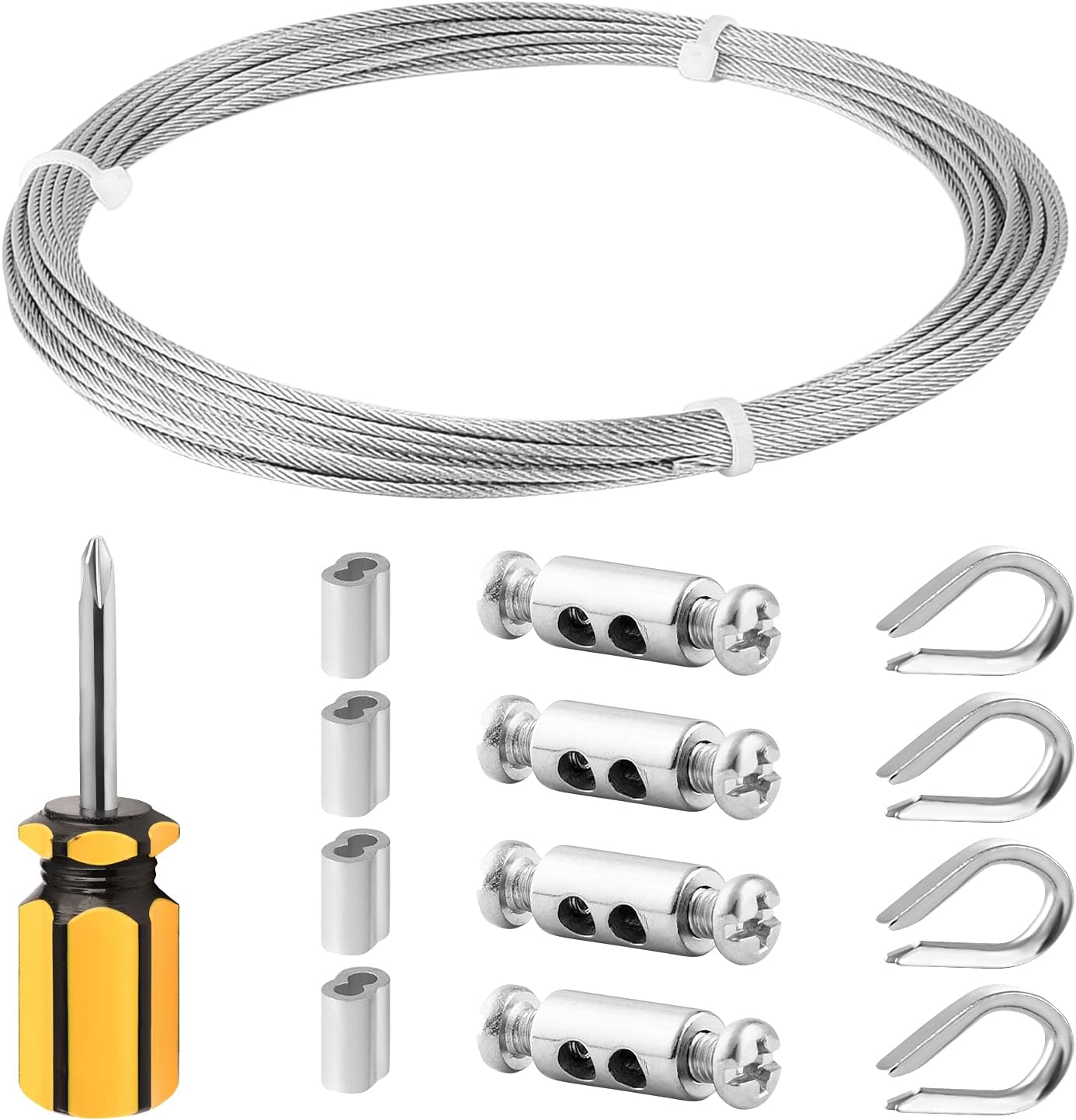 Kabel stalowy, zestaw kabli, odpowiedni do wiszących lamp, roślin, pnączy, sznurów na pranie, 10 metrów