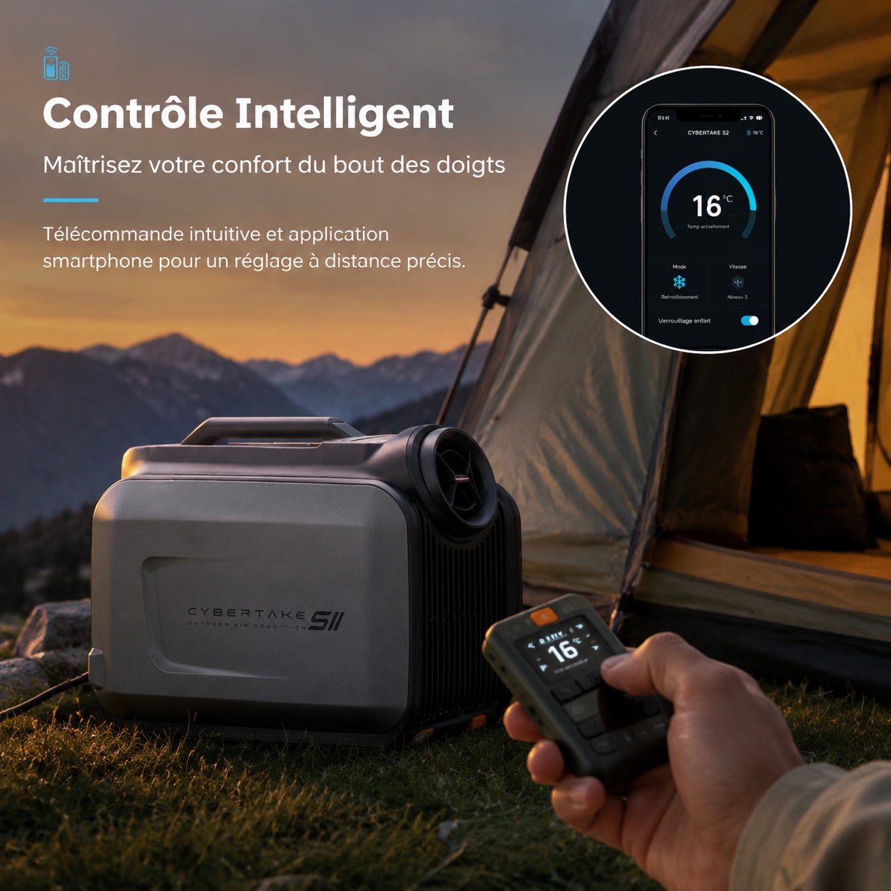 CYBERTAKE S2 Pro Climatiseur portable extérieur 5100/6100 BTU Froid/Chaud App WiFi IPX4 Camping - 2
