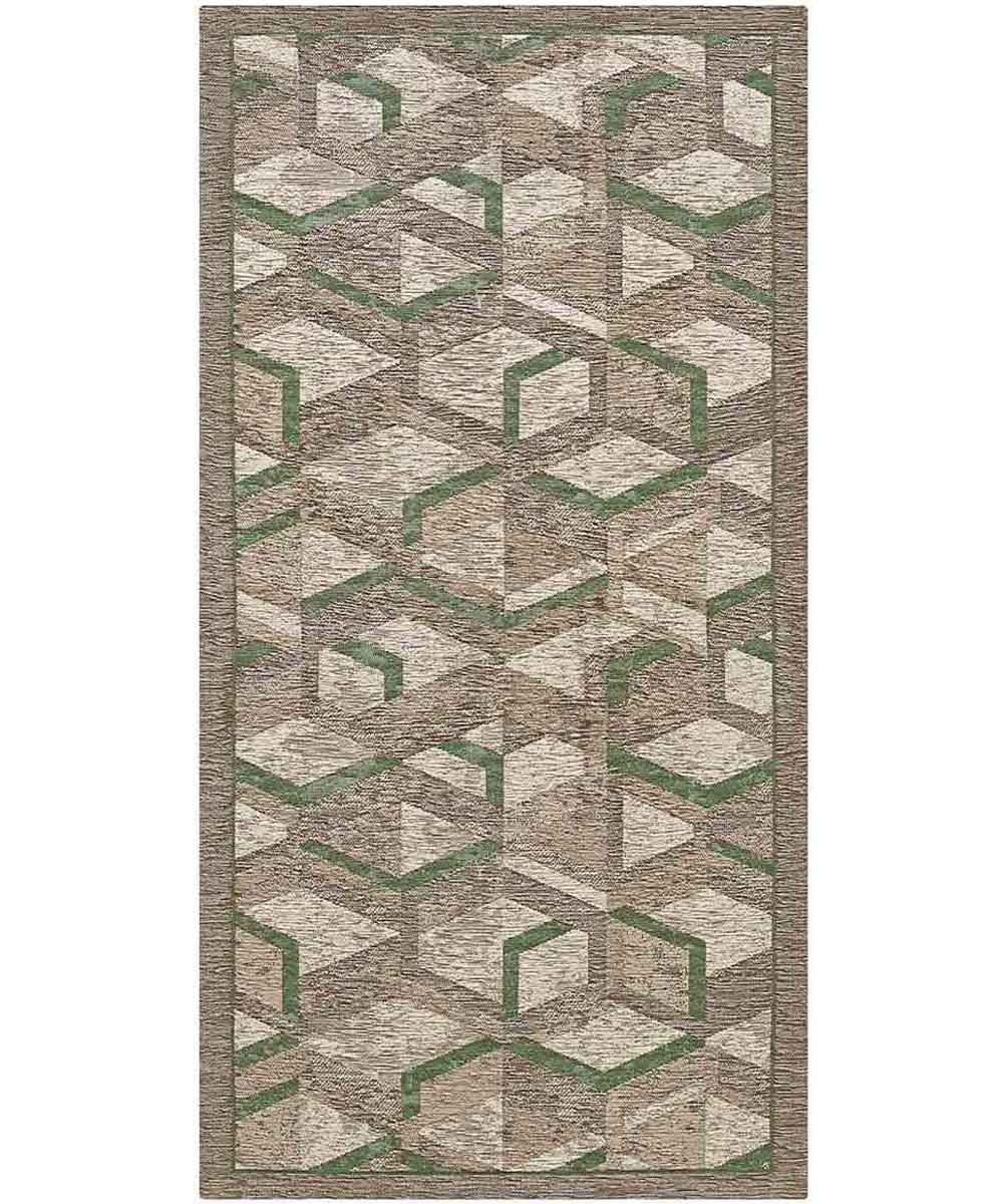Dywan welurowy antypoślizgowy HYPNOTIC 55x240 cm, kolor MUD GREEN | GalleriaFarah1970