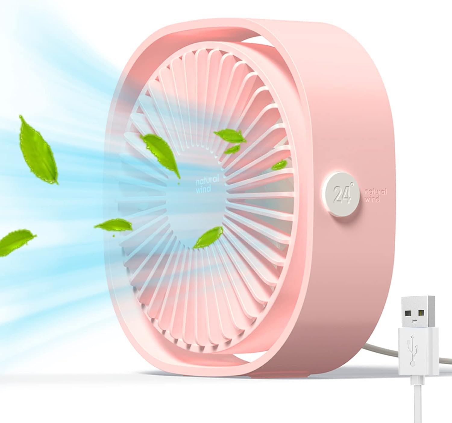 Mini ventilateur électrique portatif Turbo, petit ventilateur Portable rechargeable par USB (rose) - Électroménager