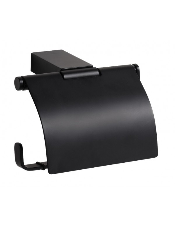 Dérouleur papier toilette NERO en laiton noir 13 x9,5 x9 cm-Avec couvercle--0--13