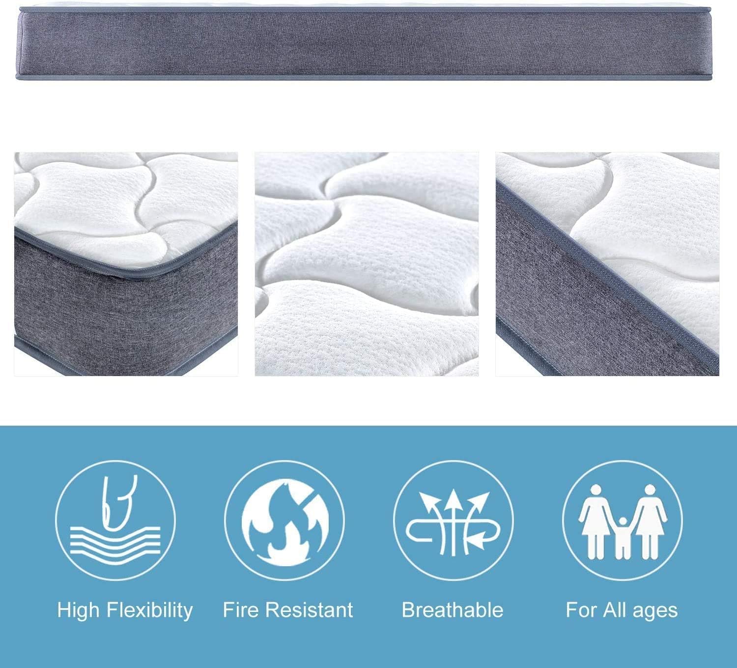 DEWINNER Matelas à ressorts 140 x 200 cm, 20 cm d'épaisseur, 7 zones ergonomiques - 3