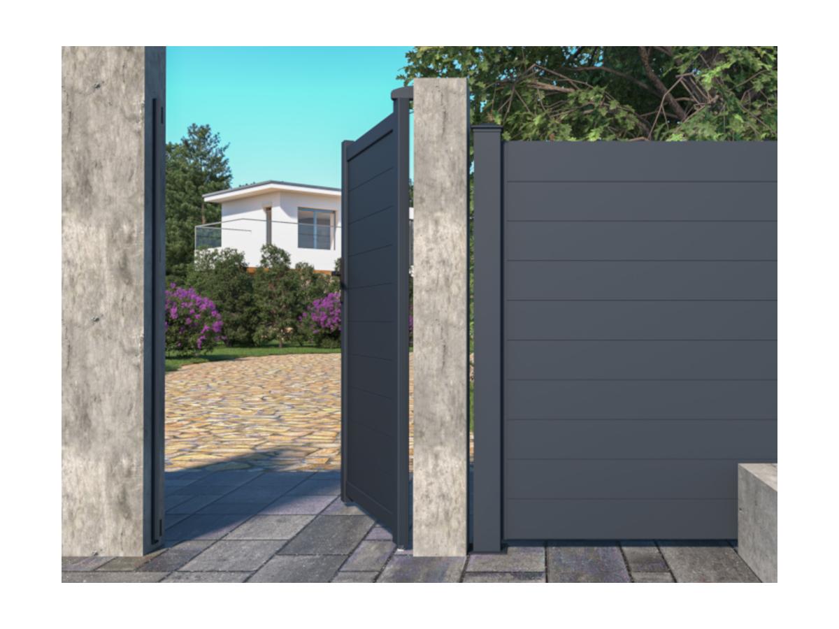 Portillon battant aluminium plein L103 x H180 cm anthracite - NAZARIO - 8