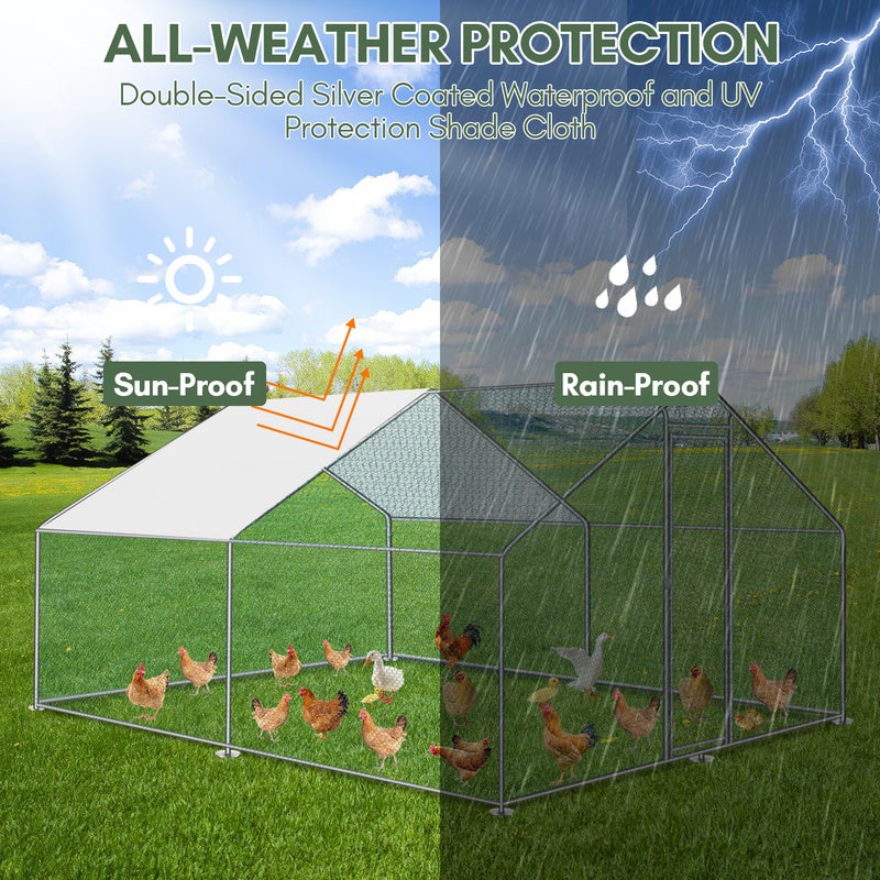 Galinheiro Galinheiro Aço galvanizado com rede com zona coberta com fechadura Galinheiro para pequenos animais 3 x 4 x 2 m 12m² - 4