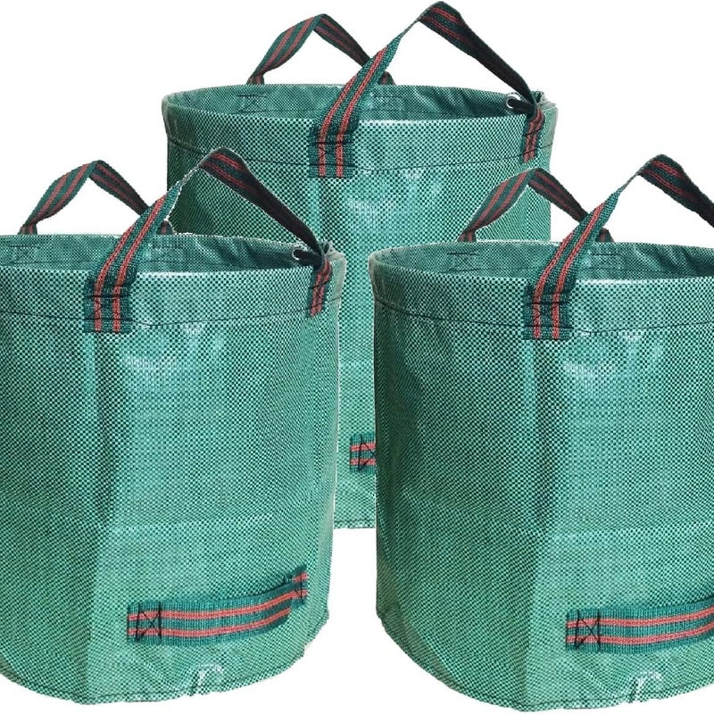 Opakowanie 3 x 500L wytrzymałych worków na odpady ogrodowe PP Worki na śmieci ogrodowe z uchwytami, składane i wielokrotnego użytku