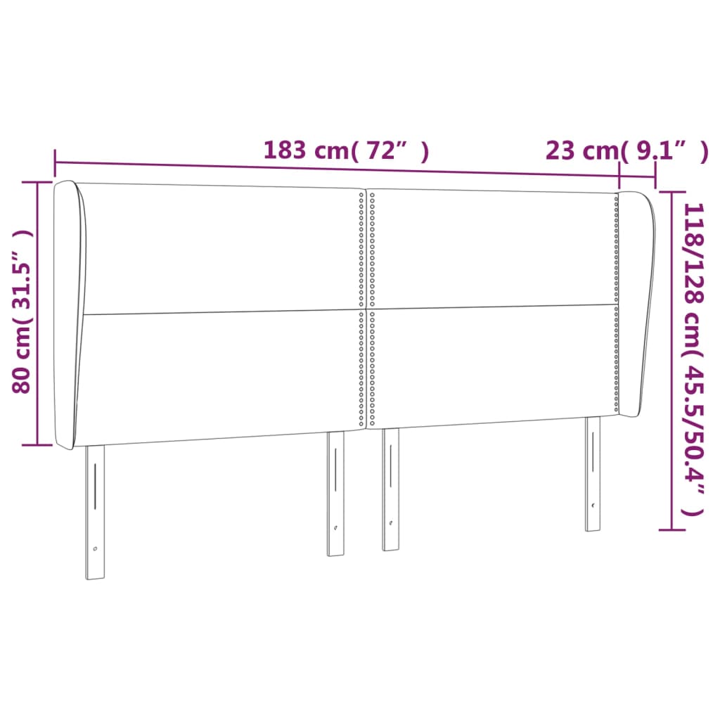 Cabeceira cama c/ abas tecido 183x23x118/128 cm castanho-escuro vidaXL - 3