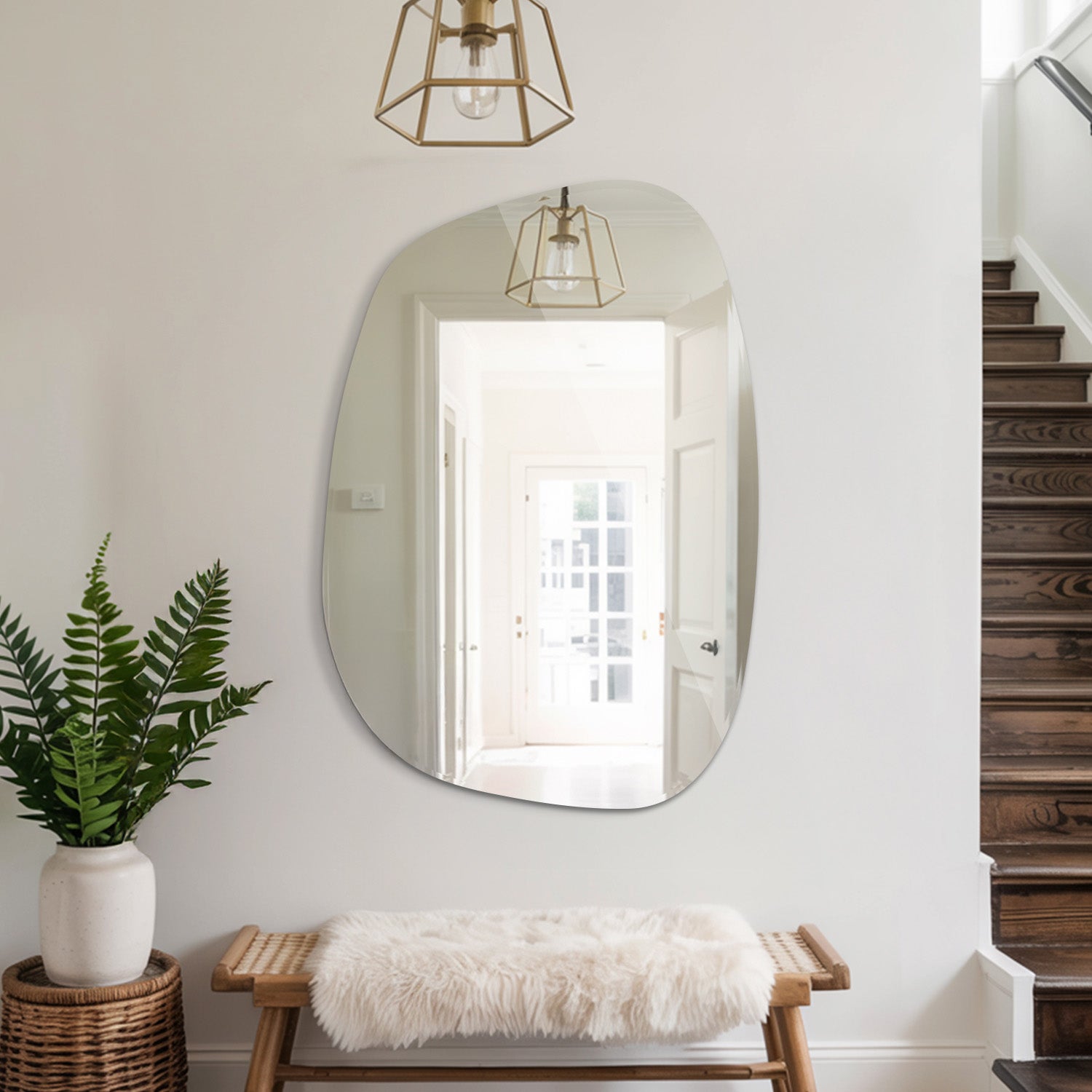 Grande Specchio Asimmetrico e Irregolare - Specchio Moderno a Forma Organica senza Cornice - 78x57 cm - Tulup - 4