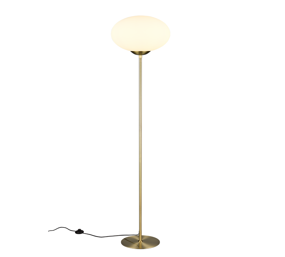 Lampa podłogowa stojąca Fomento mosiężno-biała 1xE27x15W wym: 150 x 40 x 40 cm szkło Trio