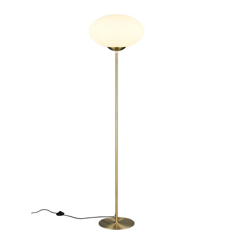 Lampa podłogowa stojąca Fomento mosiężno-biała 1xE27x15W wym: 150 x 40 x 40 cm szkło Trio