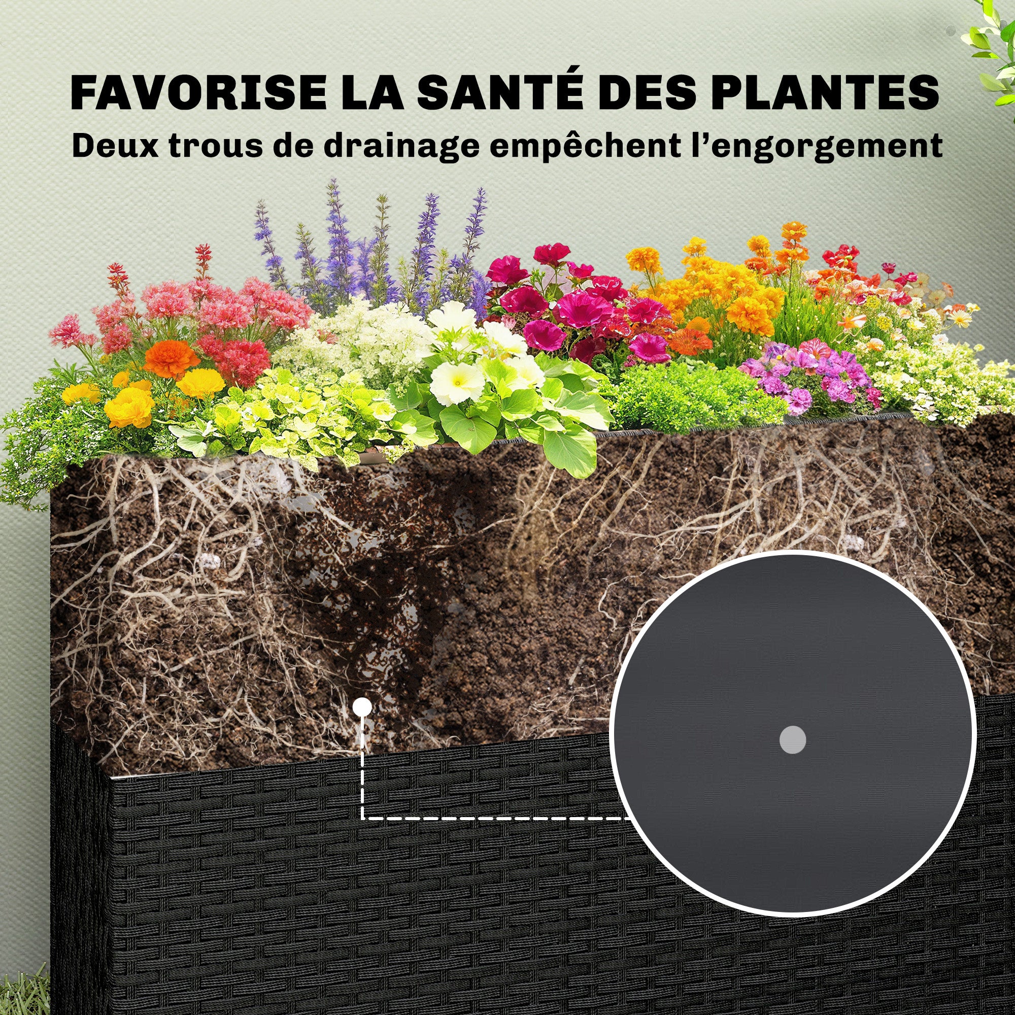 Jardinière surélevée résine tressée Outsunny - 7