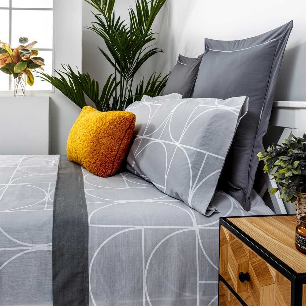 Cotton artean - juego de sábanas maison algodón poliéster gris 160x260 cama 90