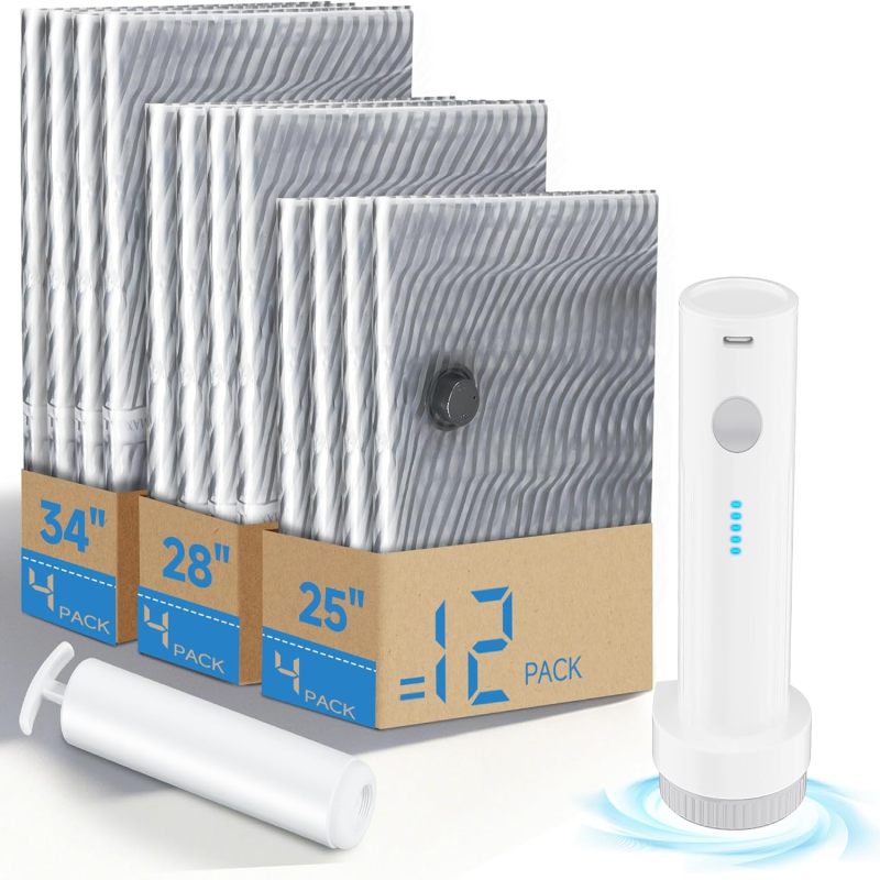 Vacbird Lot de 8 sacs de rangement sous vide pour vêtements avec pompe