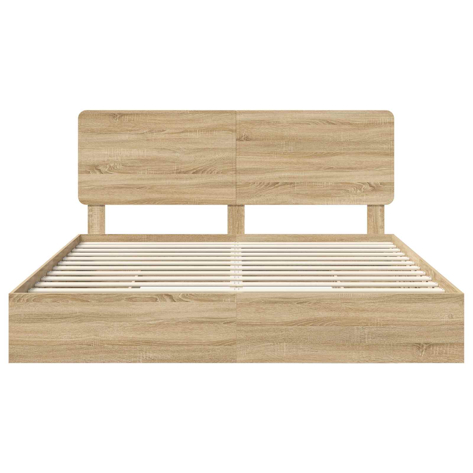 Lit de rangement chêne 180 x 200 cm panneau de bois - 8