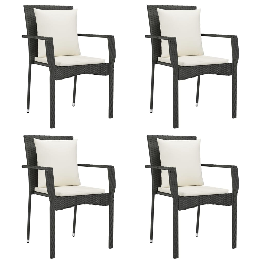 Maison Exclusive - Set da Pranzo da Giardino 5 pz Nero con Cuscini in Polyrattan - 4