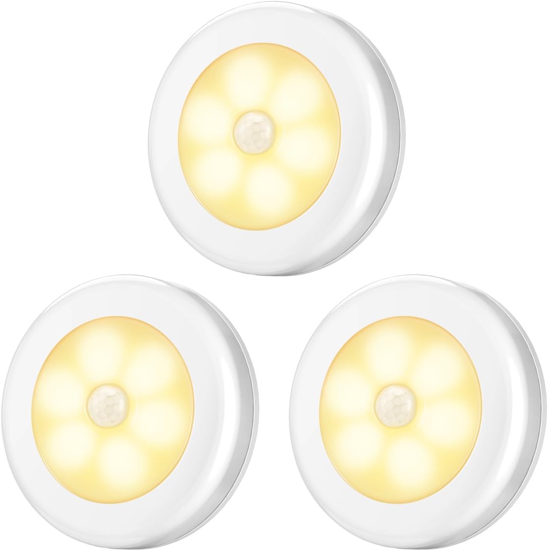 Lampa z czujnikiem ruchu, lampa schodowa do szafy, oświetlenie szafy, lampka nocna LED do przedpokoju, sypialni – 3 sztuki w kolorze ciepłej bieli