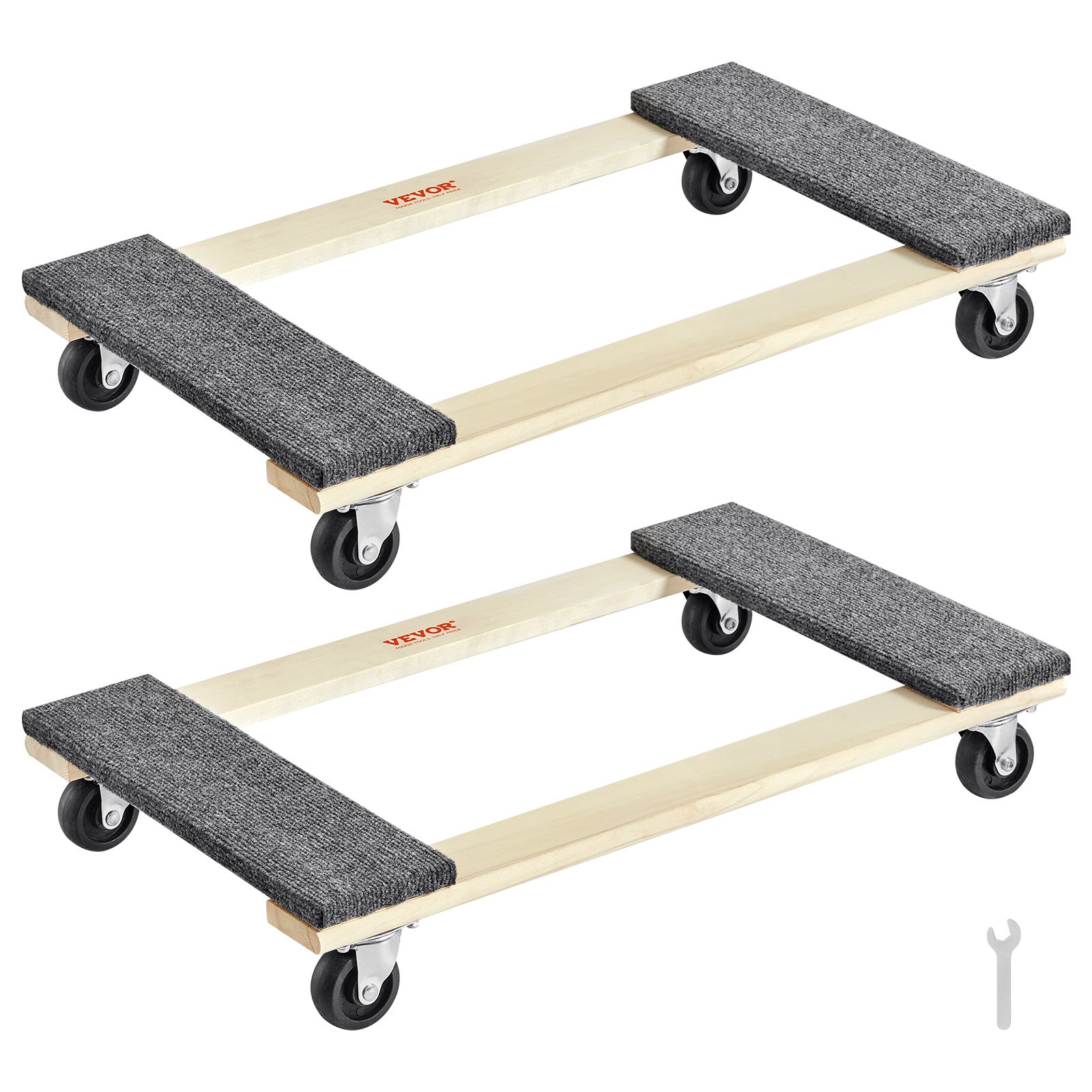 Wózek meblowy 4 koła Przenośne ruchome koła Wytrzymałe blokujące Małe płaskie Ciężkie meble 2 sztuki 16" x 11" 500 funtów Pojemność Czarny VEVOR