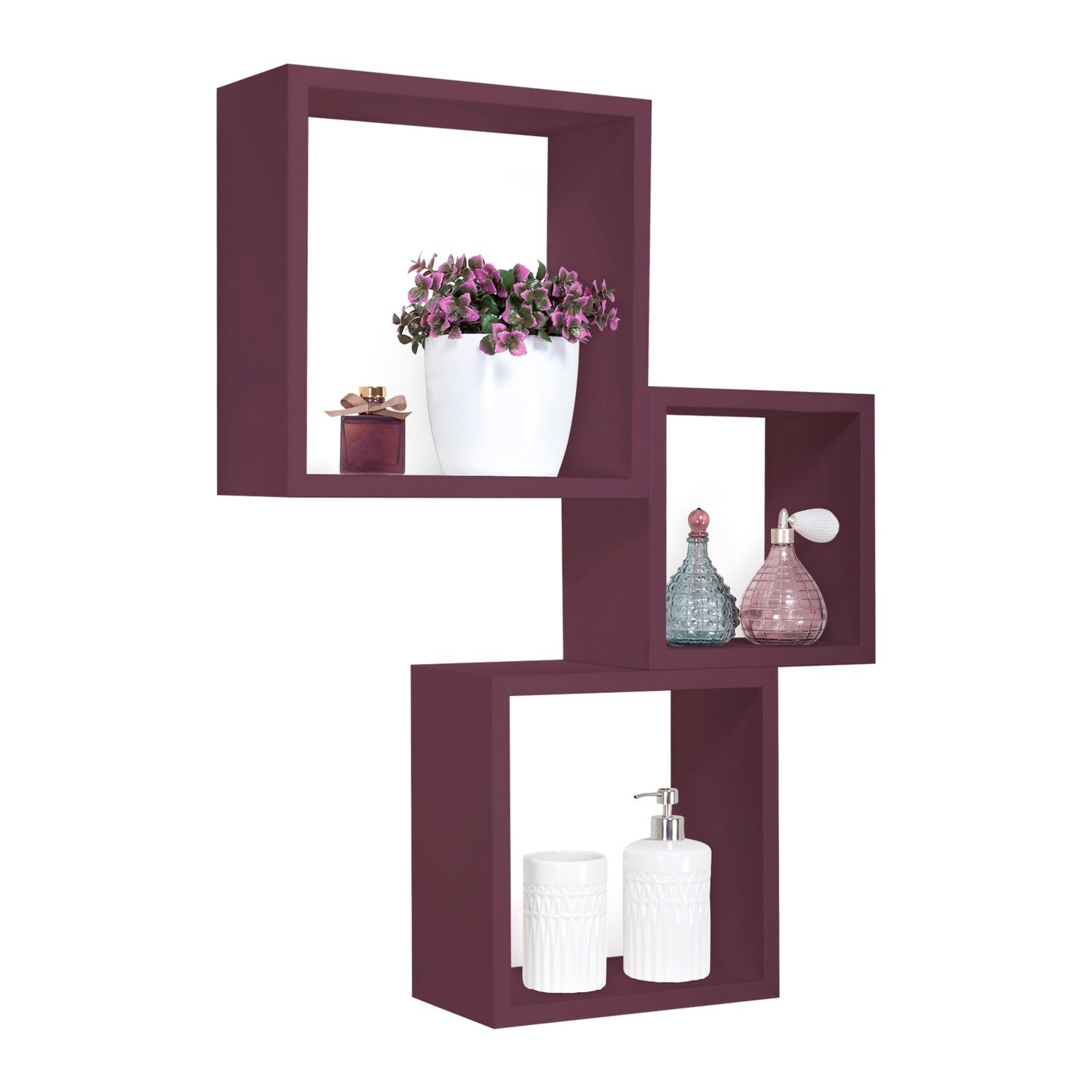 Étagères cubiques murales Lot de 3 cubes modulaires Violet mod. InCubo - 2