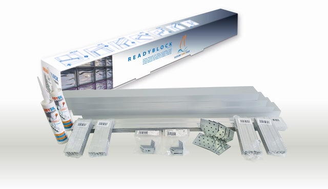 Kit en aluminium ReadyBlock pour créer des murs avec des briques de verre de 190x190x80 mm (5x9). Dimensions du mur 1028x1792 mm (largeur x hauteur)