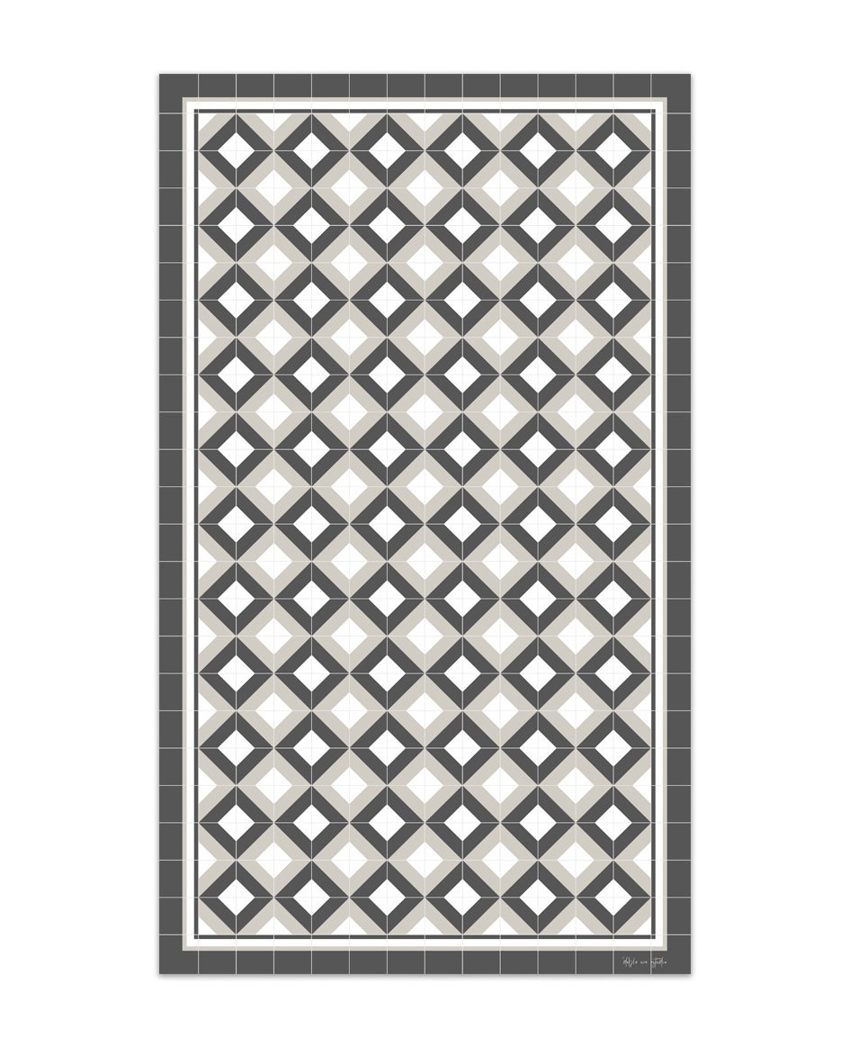 Alfombra de vinilo geométrica 26 gris 65x110 cm pvc cocina salón comedor
