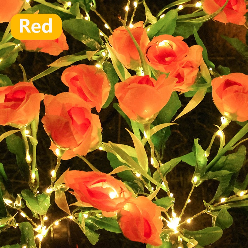 Solarne oświetlenie ogrodowe z 7 kwiatami, ciepłe słoneczne oświetlenie LED do podwórka, trawnika, patio, czerwone