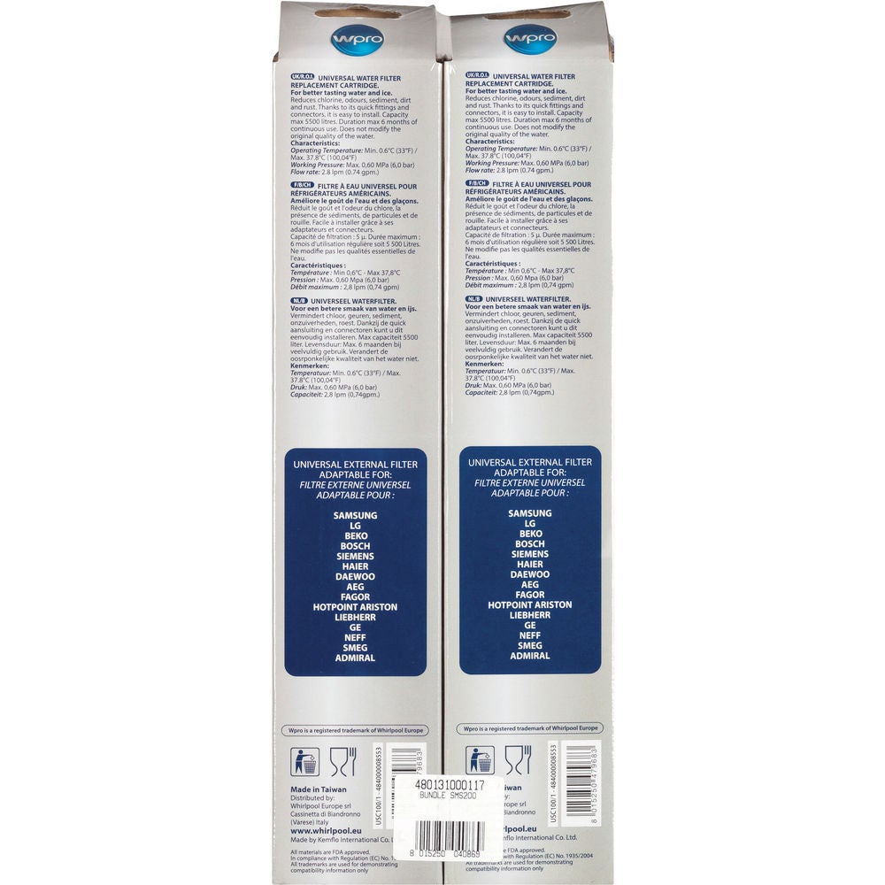 Filtre à eau WPRO Lot de 2 x USC100/1 - sms200 - 6