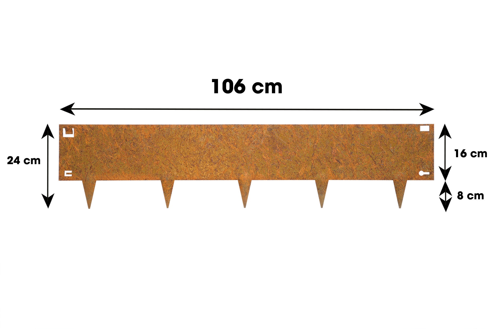 Wovar Bordure de jardin en acier Corten 24 x 106 cm Flexible - Par pièce - 6