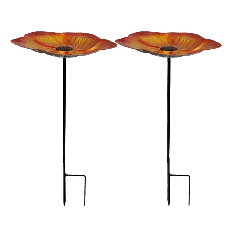 Żelazny karmnik dla ptaków, 2 sztuki, prosty wkład do dekoracji patio na zewnątrz, złoto-brązowy