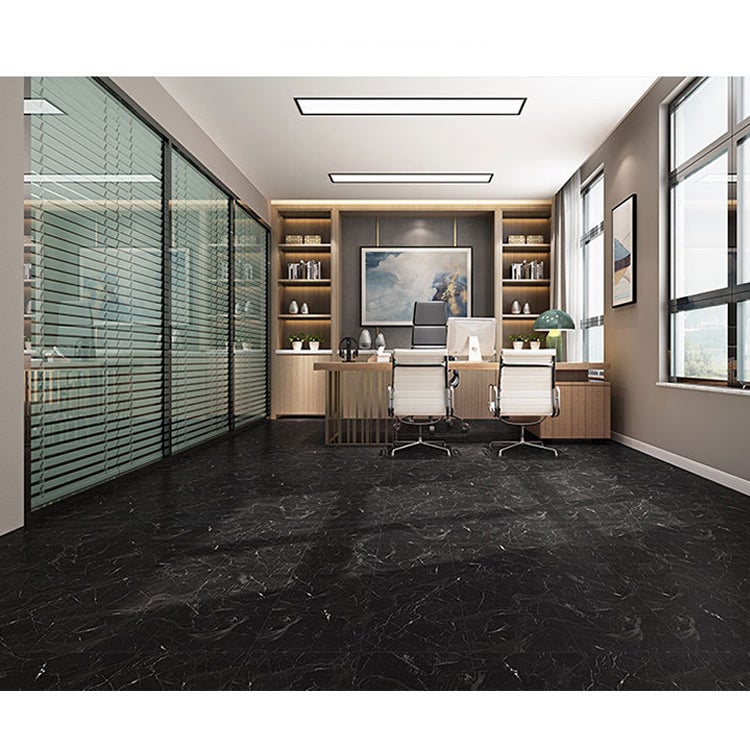 Autocollants de sol auto-adhésifs, 10 pièces, autocollants muraux en marbre de Simulation épaissi, résistants à l'usure et imperméables, noirs - 2