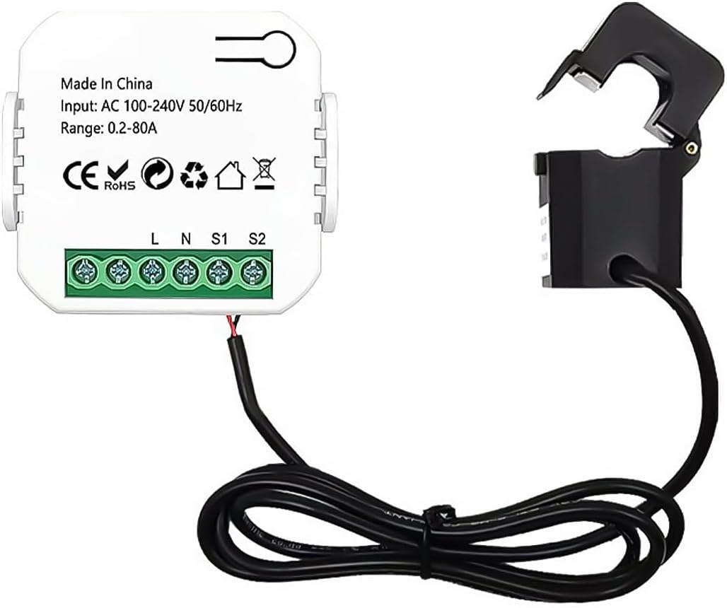 Inteligentny monitor energii, monitor zużycia energii elektrycznej WiFi, 80A, kompatybilny z Tuya Smart Life