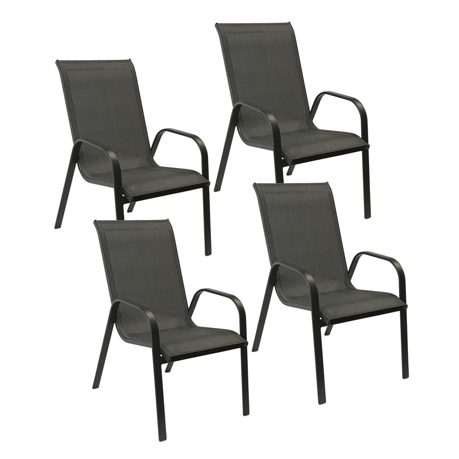 Zestaw 4 krzeseł MARBELLA szary textilene - antracytowy szary aluminium