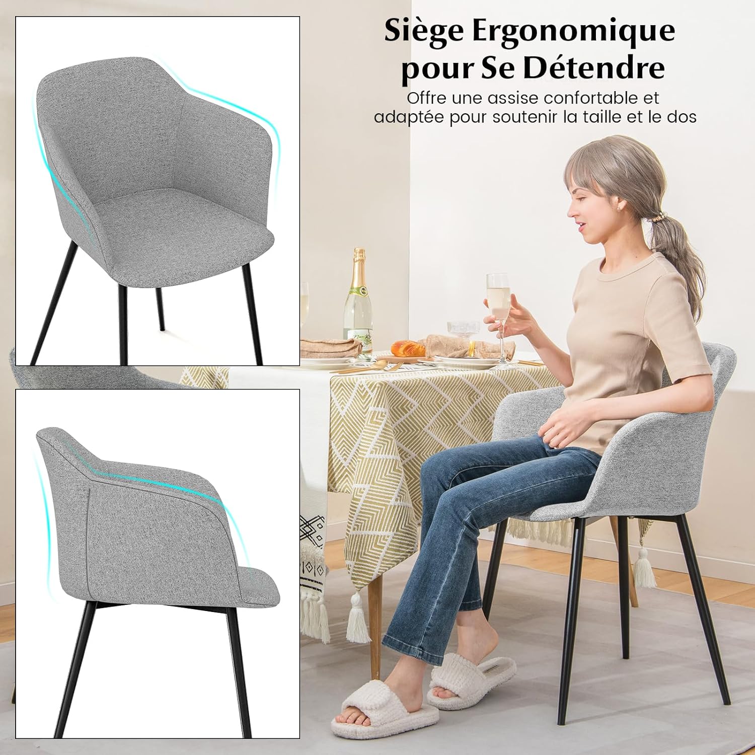 Sedia da pranzo (set di 2) con rivestimento in velluto beige | Leroy Merlin