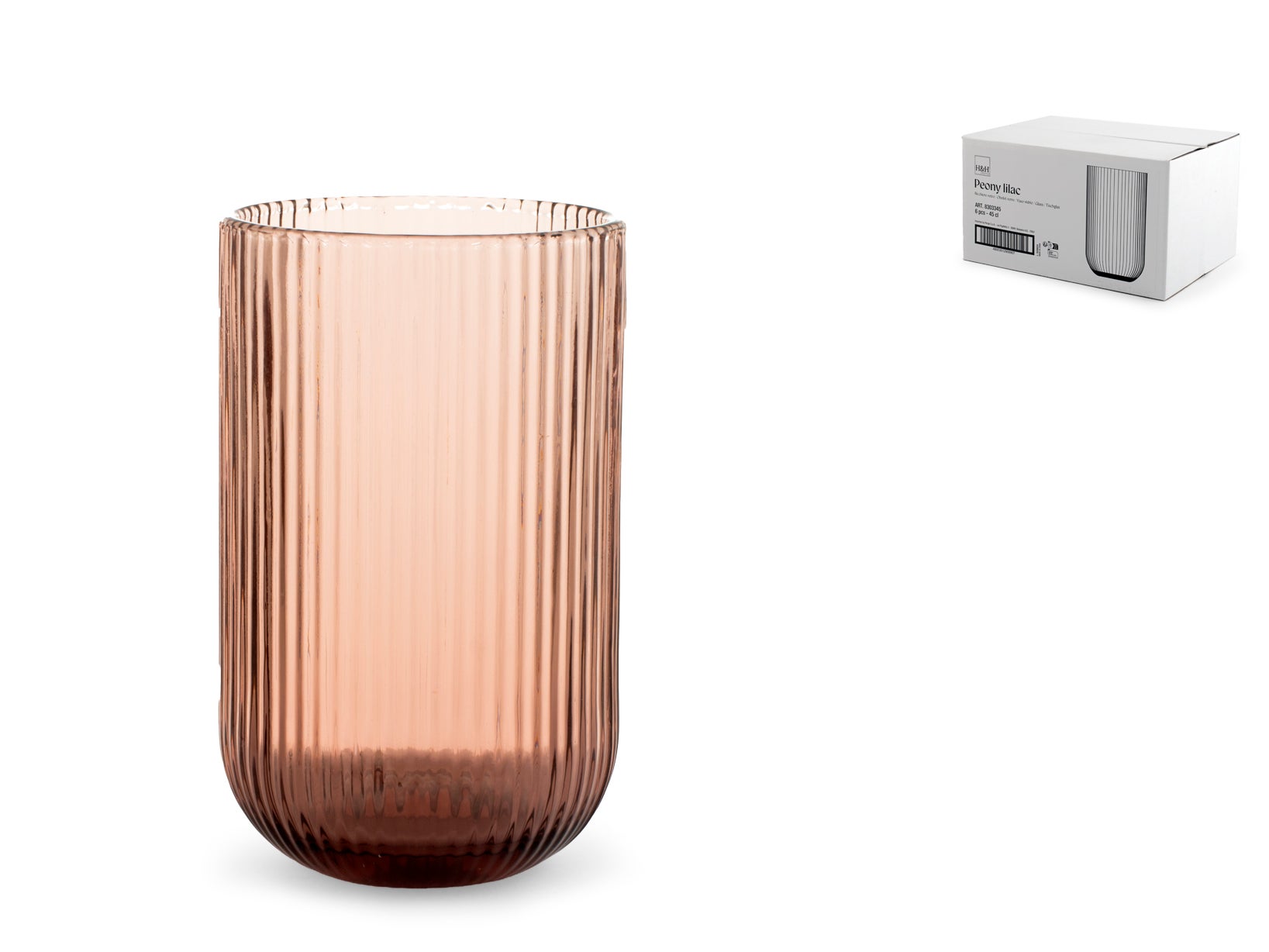 H&amp;H 6 vasos Peony en cristal lila cl.45 | Leroy Merlin