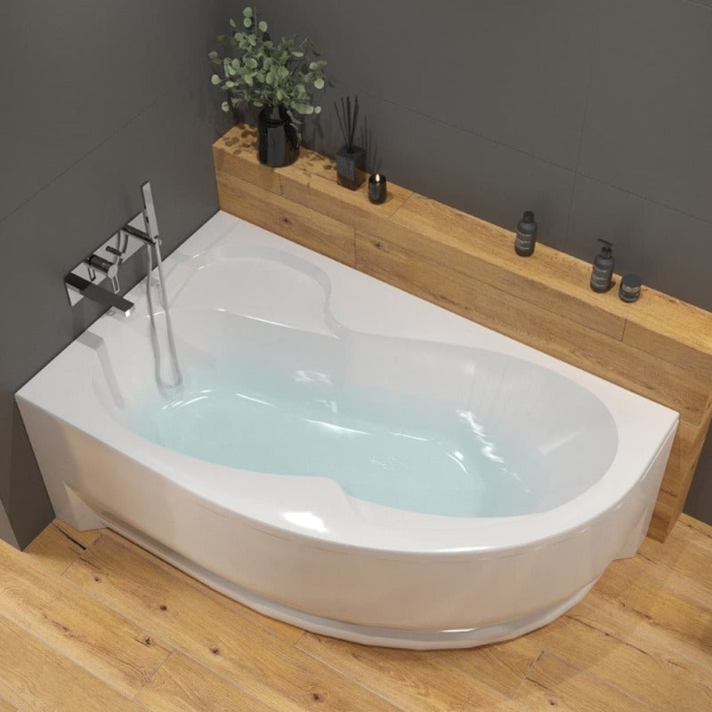 150x100 cm Fortuna Plus baignoire asymétrique avec pieds, Acrylique, Gauche, Blanc (FO1500LPLUS-SET) - 2