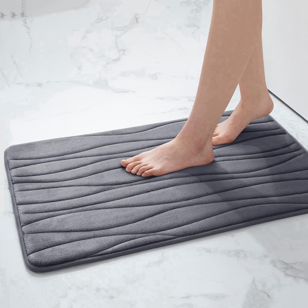 KEPLIN Tappetino Da Bagno In Memory Foam 60x90 Cm – Grigio Scuro, Ultra Morbido E Antiscivolo - 3