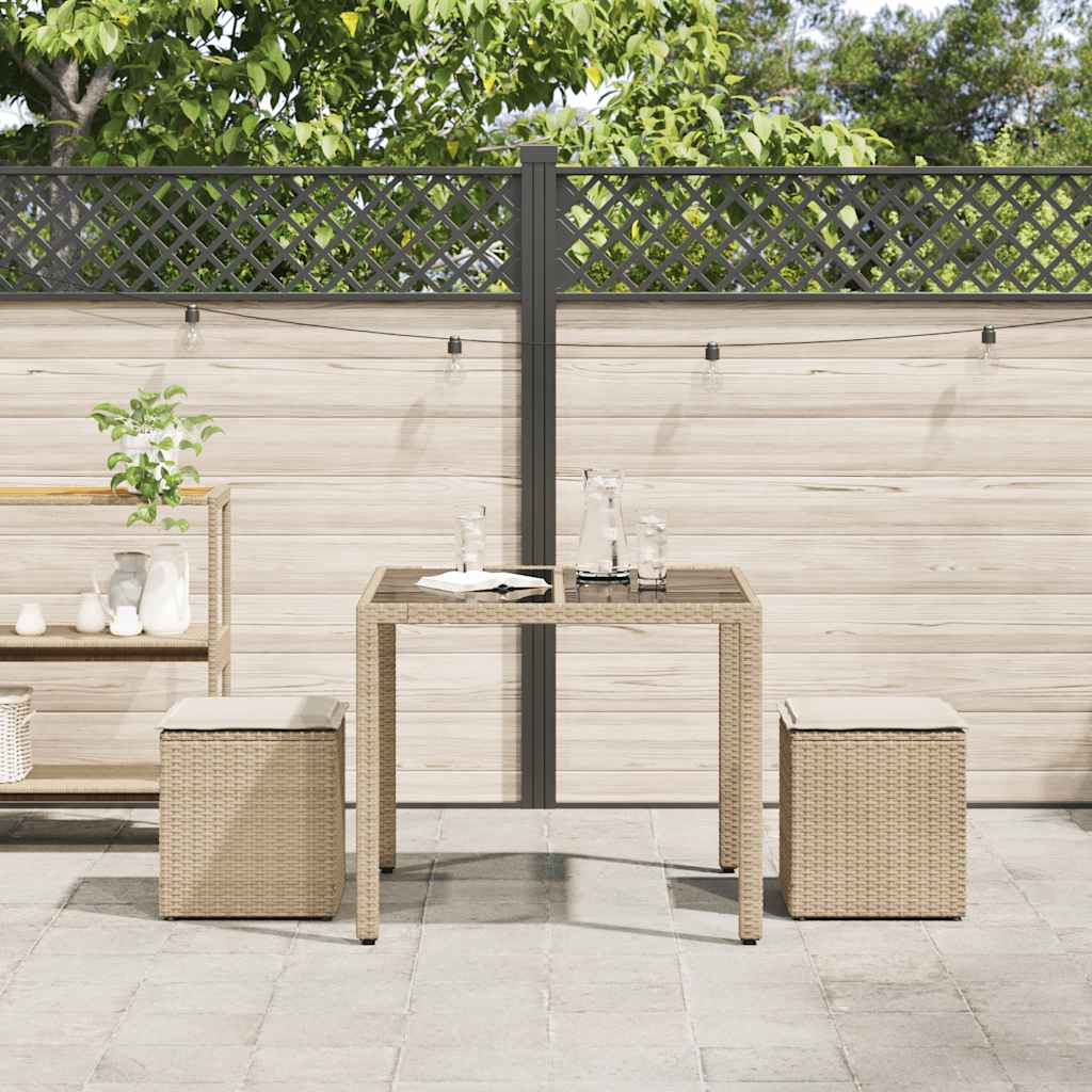 Tabourets de jardin avec coussins lot de 2 beige résine tressée vidaXL - 4