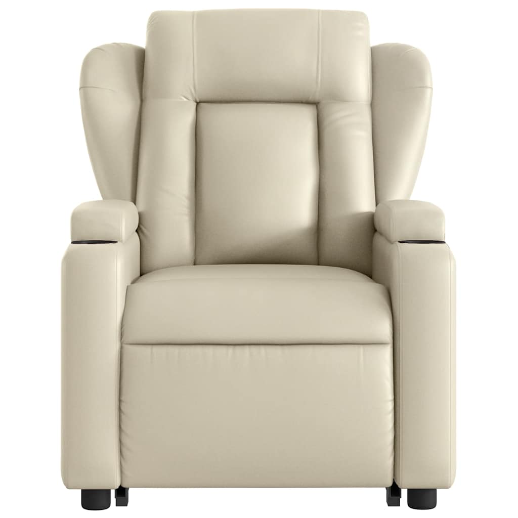 Fauteuil inclinable électrique crème similicuir - 9