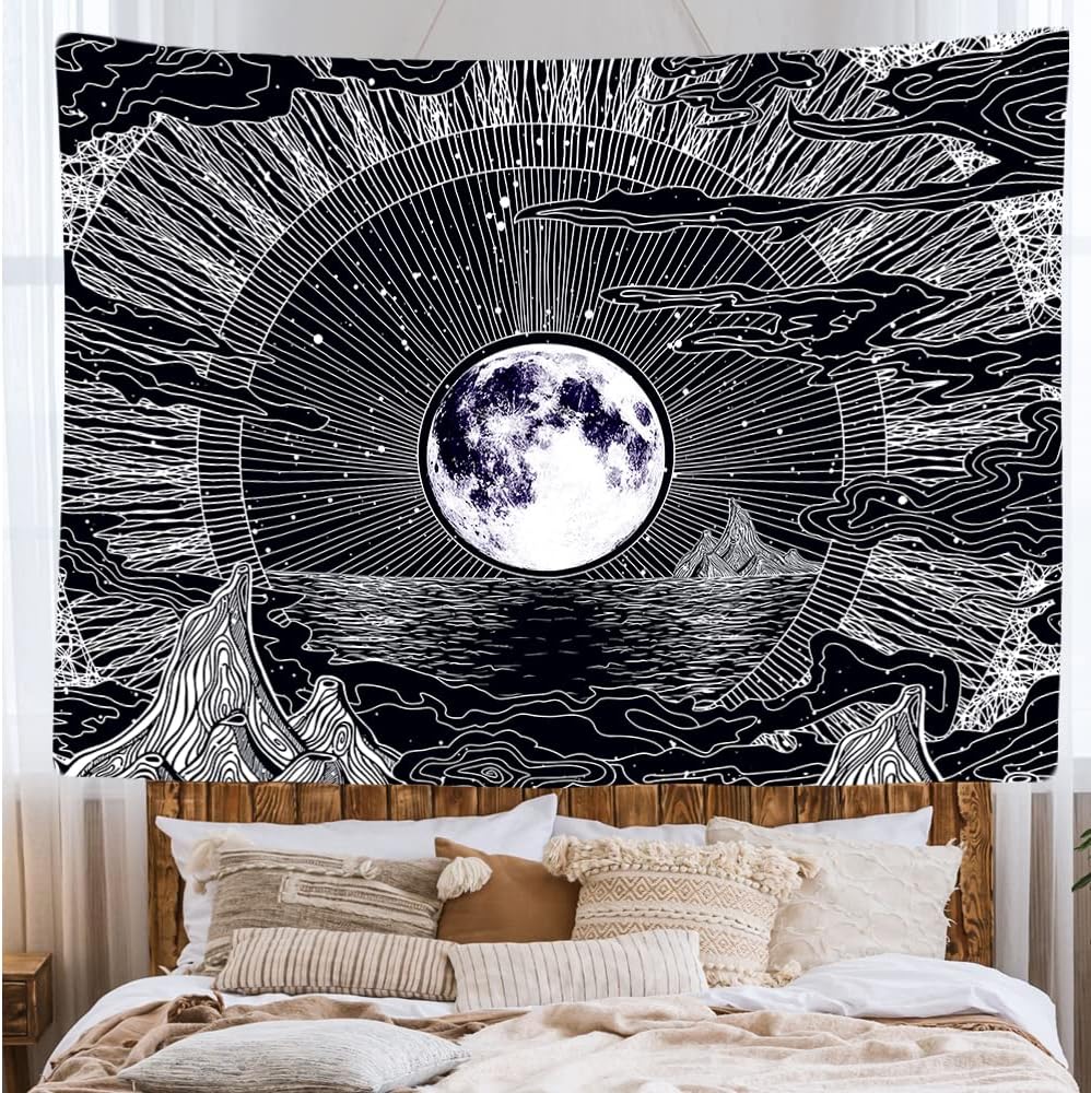 Arazzo Decorativo Per Camera Da Letto Con Paesaggio Naturale – Nuvole, Mare E Montagna – 130x150 Cm - 6