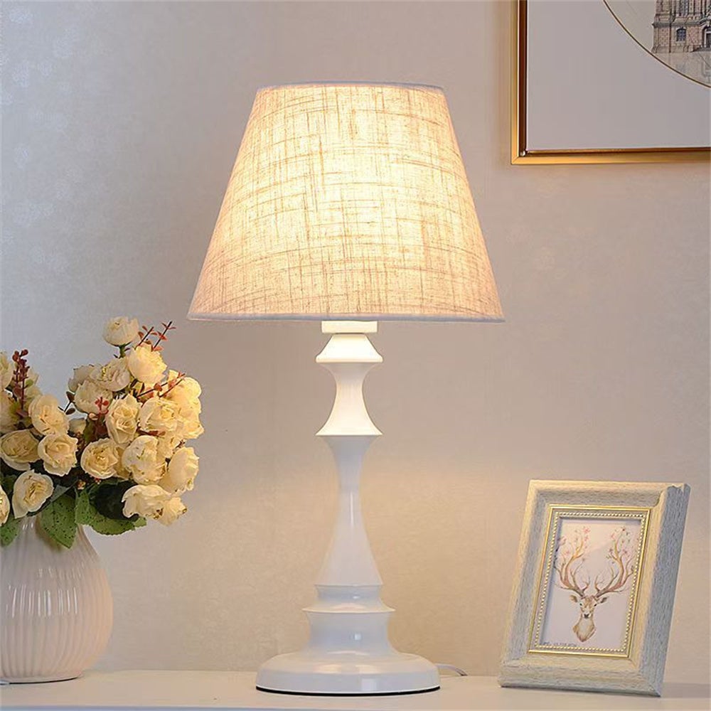Trójkolorowa lampa stołowa, E27/220V, przenośny abażur z tkaniny, materiał metalowy/łatwa w montażu, odpowiednia do salonu, jadalni itp.