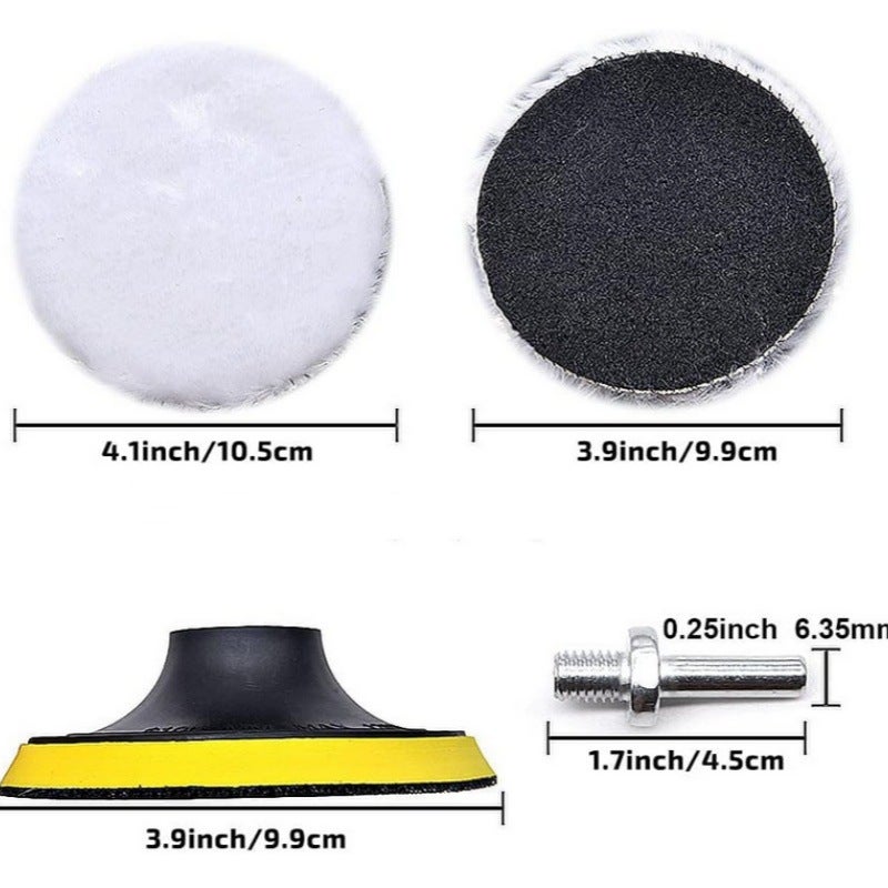 80mm Tampon Polissage En Laine, 7 Pièces Disque De Polissage, Pour Le Polissage Et Le Cirage De Voiture, Avec M10 Adaptateur De Perceuse - 2