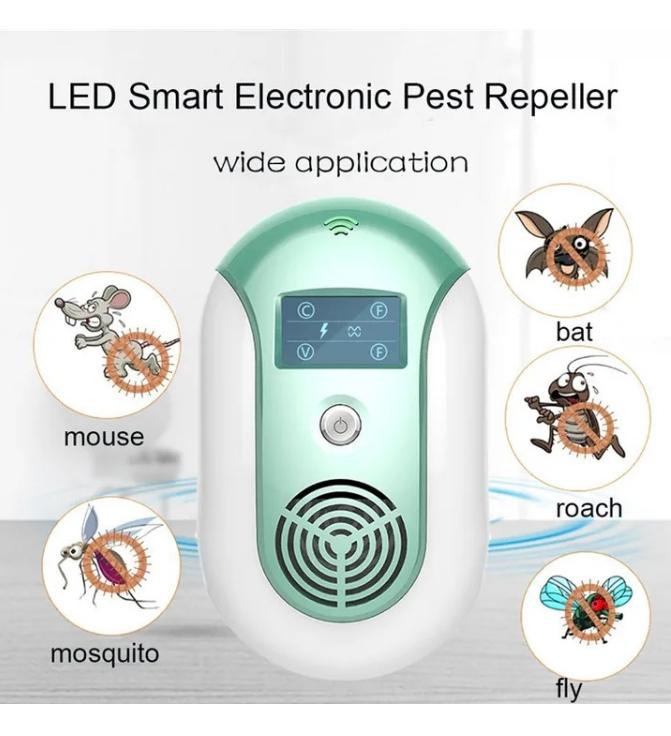 Répulsif électronique ultrasonique pour souris et nuisibles avec 18 fréquences automatiques, affichage LED, sans toxines, pour maison, bureau - 9