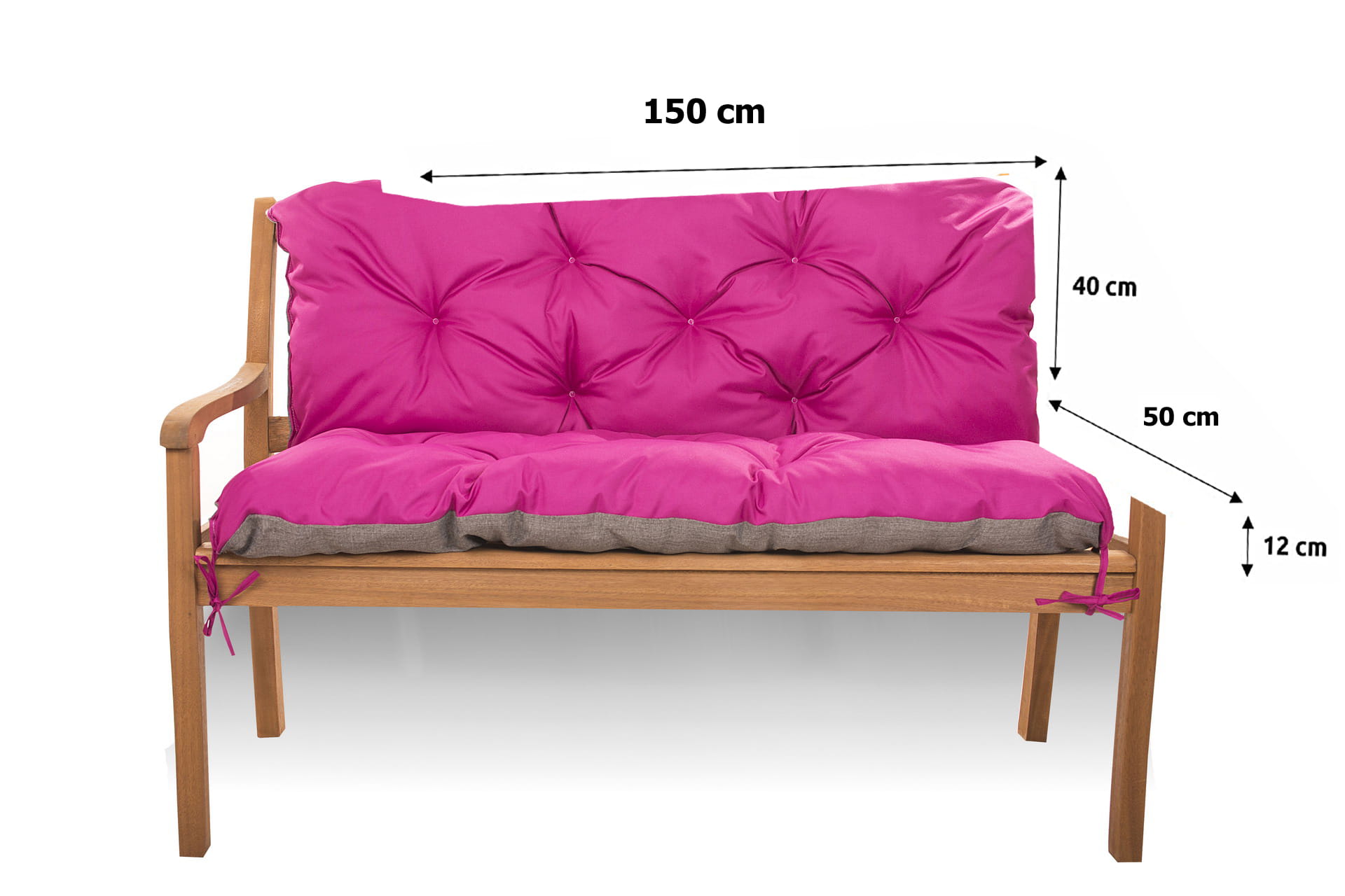 Coussin pour banc de jardin 150x50x40cm, coussin de jardin Rosa, coussin de banc de jardin, coussin de balançoire, coussin de banc extérieur - 2