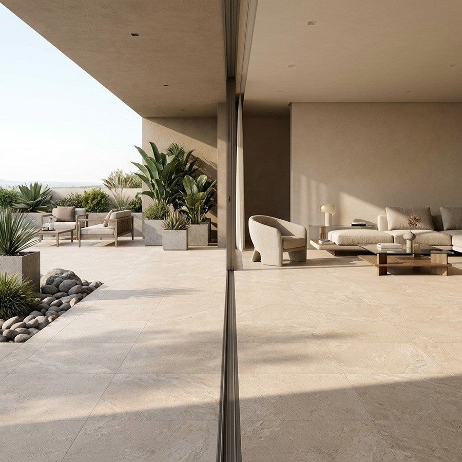 Carrelage Extérieur Grand Format Keita Origine Almond 100x100 Cm R11 Antidérapant - 3
