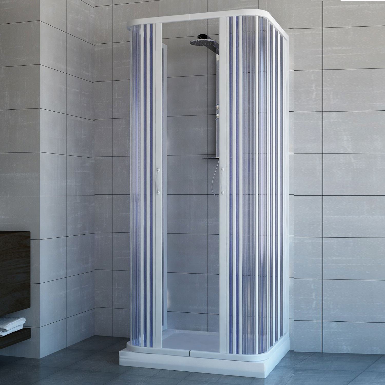 Mampara de ducha 3 lados 70x90x70 cm de pvc mod. ariete con apertura central