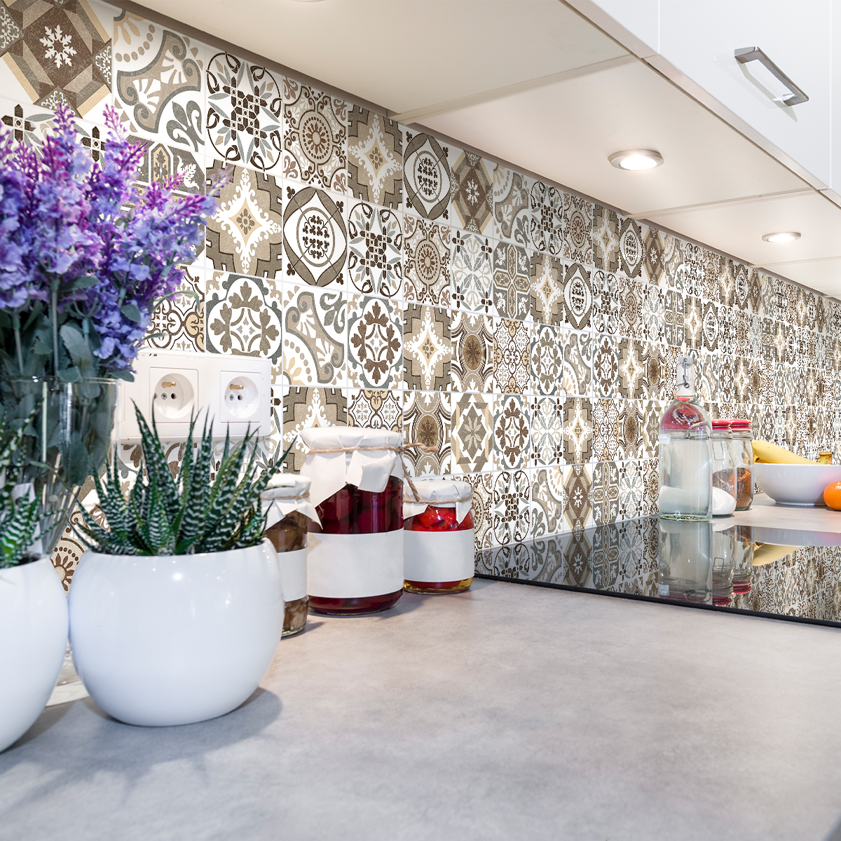 60 vinilos baldosas de cemento zeniaha - adhesivo de pared - revestimiento sticker mural decorativo - 60stickers10x10cm