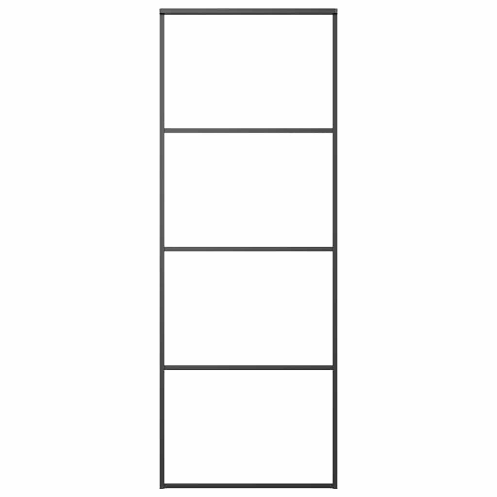 vidaXL Porte coulissante Verre ESG dépoli et aluminium 76x205 cm Noir - 2