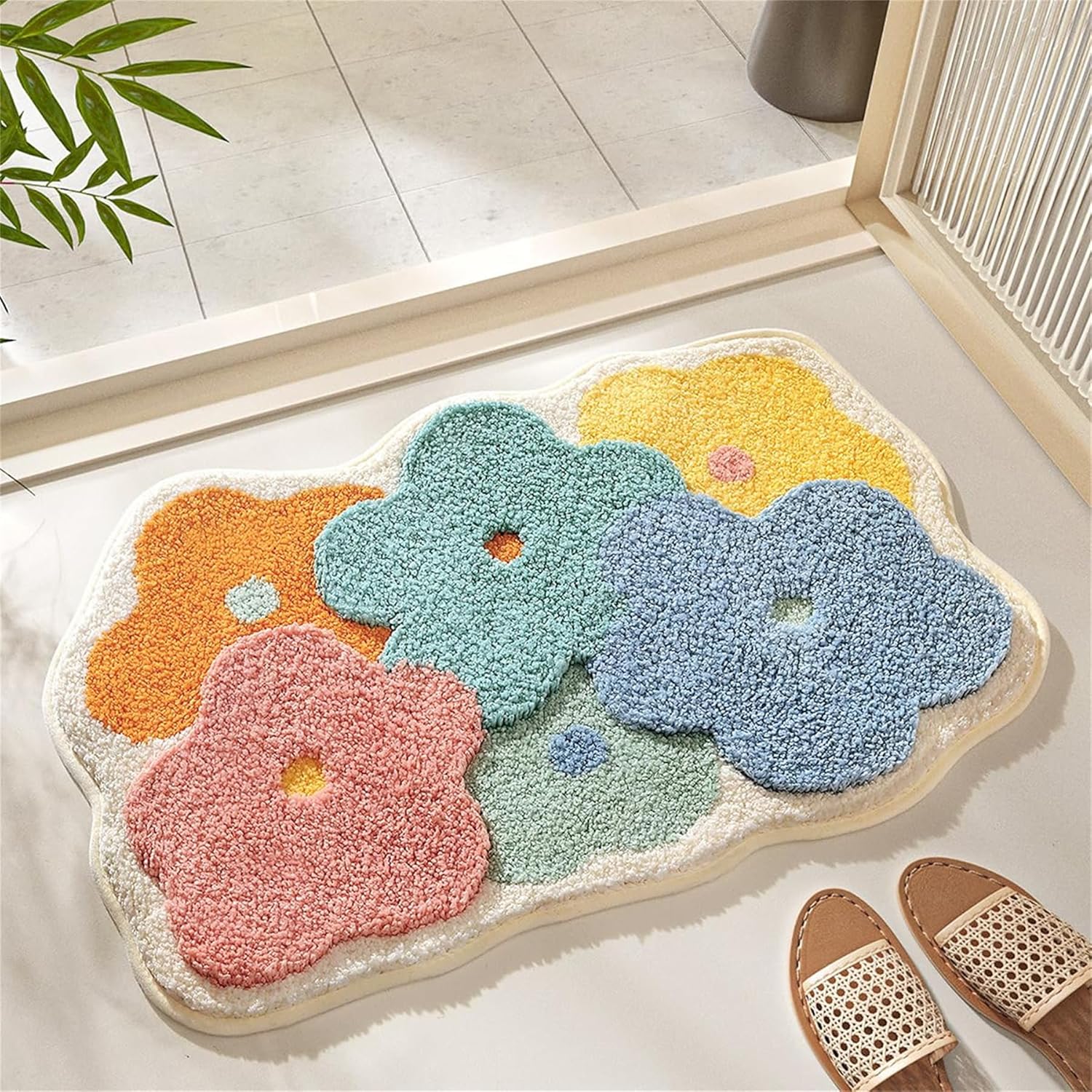 Urocza antypoślizgowa mata łazienkowa, miękka, chłonna mata łazienkowa z mikrofibry, chłonna, nadaje się do prania w pralce, 45 x 75 cm